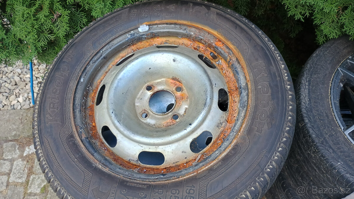 Zimní pneu 195/65 R15, 7mm, disk 4x108 (#099)