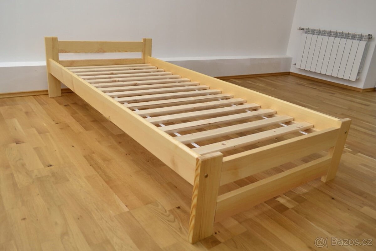 Nová postel borovice 90x200 cm masiv + rošt