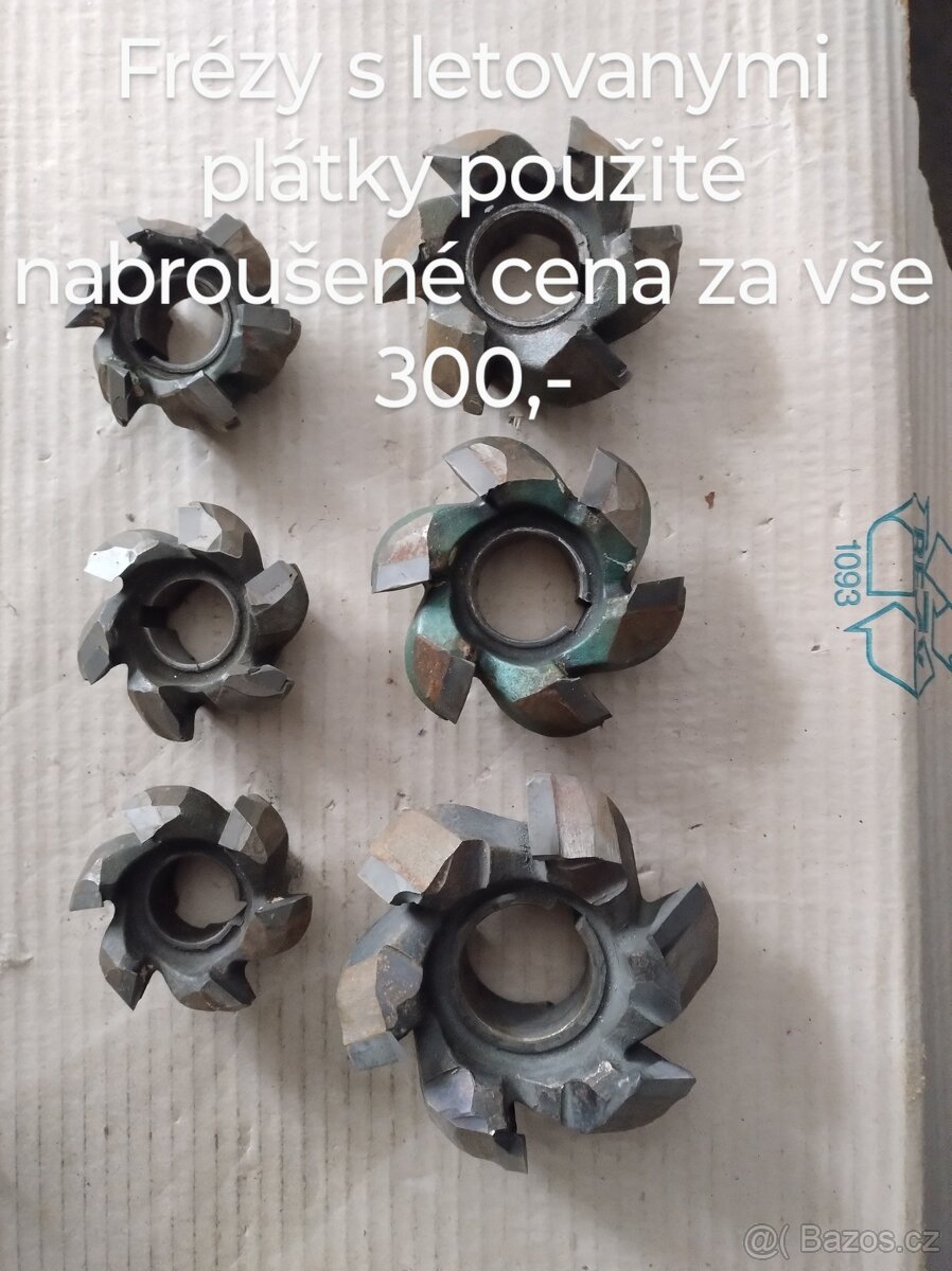 Frézy s letovanými plátky použité nabroušené
