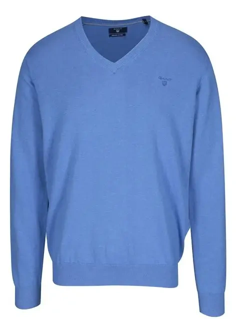 GANT 2XL BAVLNĚNÝ KRÁSNÝ PÁNSKÝ V NEC SVETR BLUE