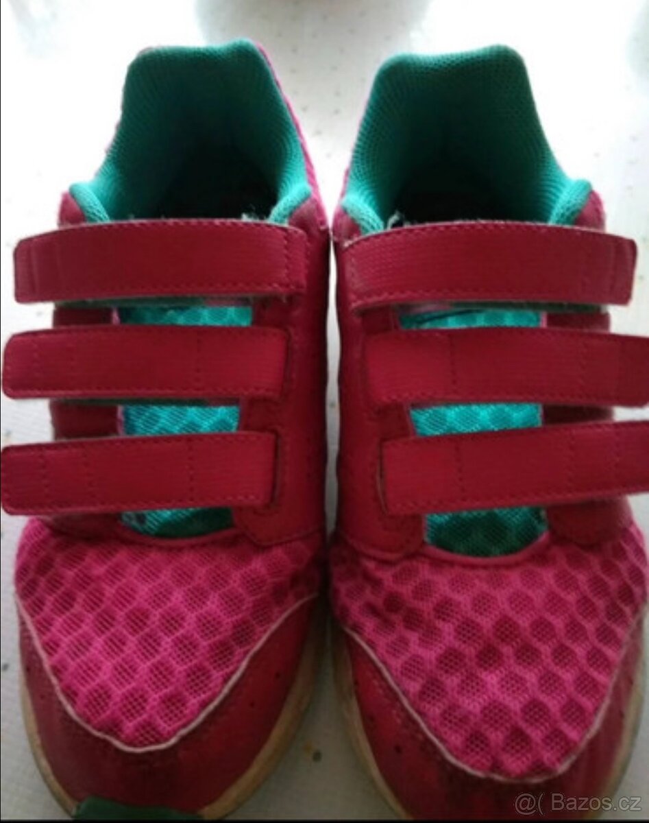 Růžové dívčí boty, tenisky na suchý zip Adidas