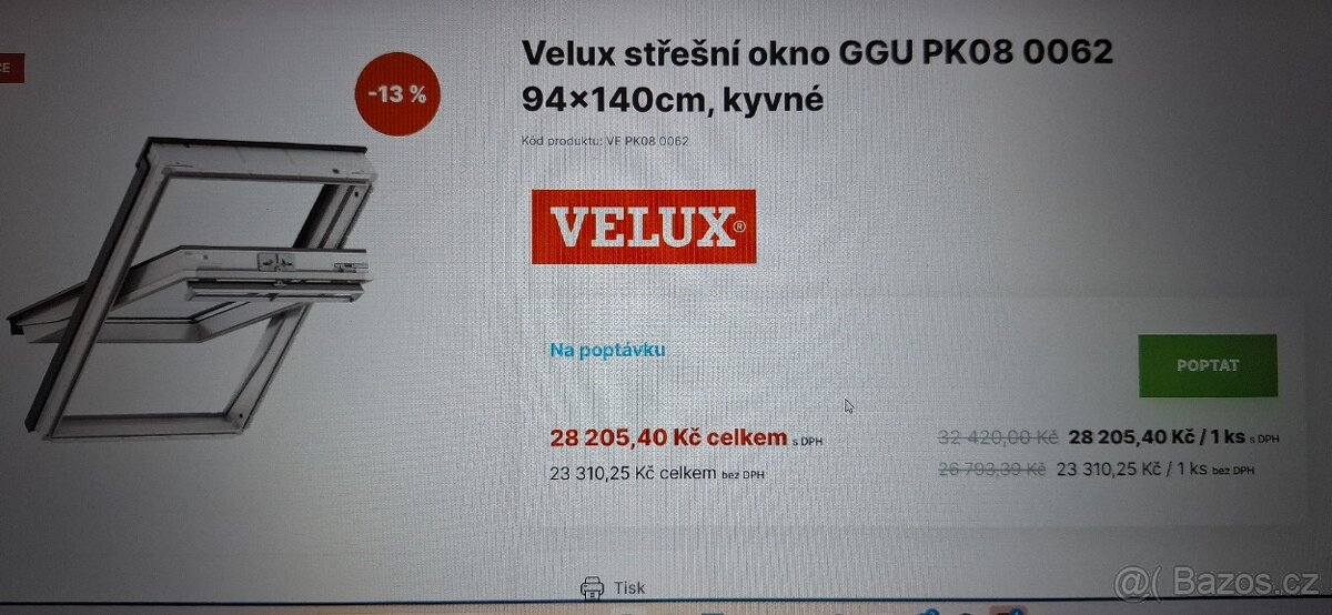 Velux Střešní okno Plastové okno