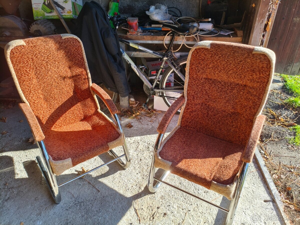 Retro chromovaná křesla