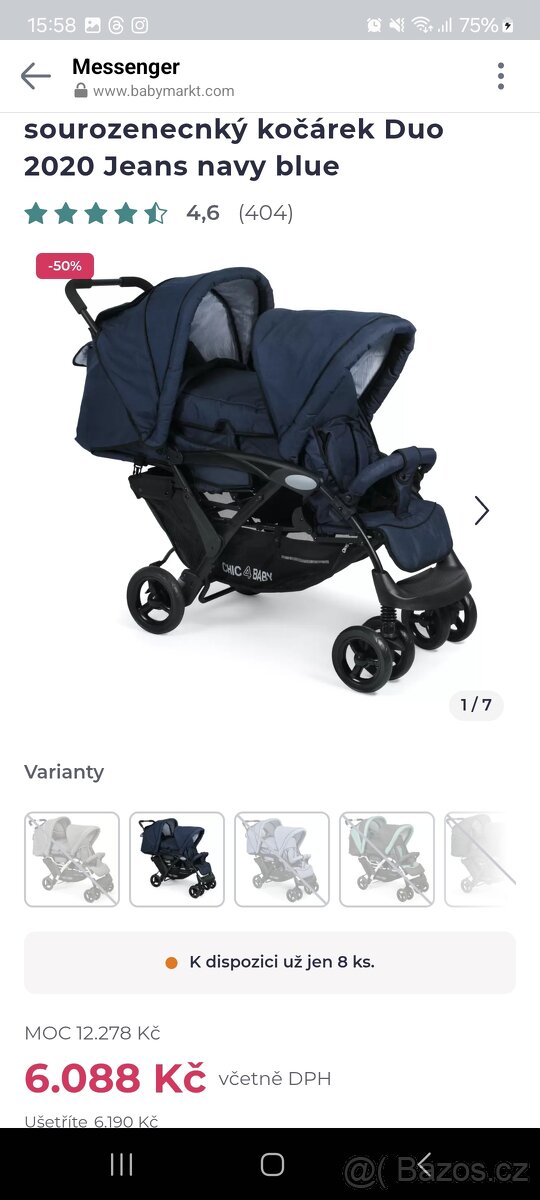 Sourozenecký kočárek Duo 2020 jeans navy blue
