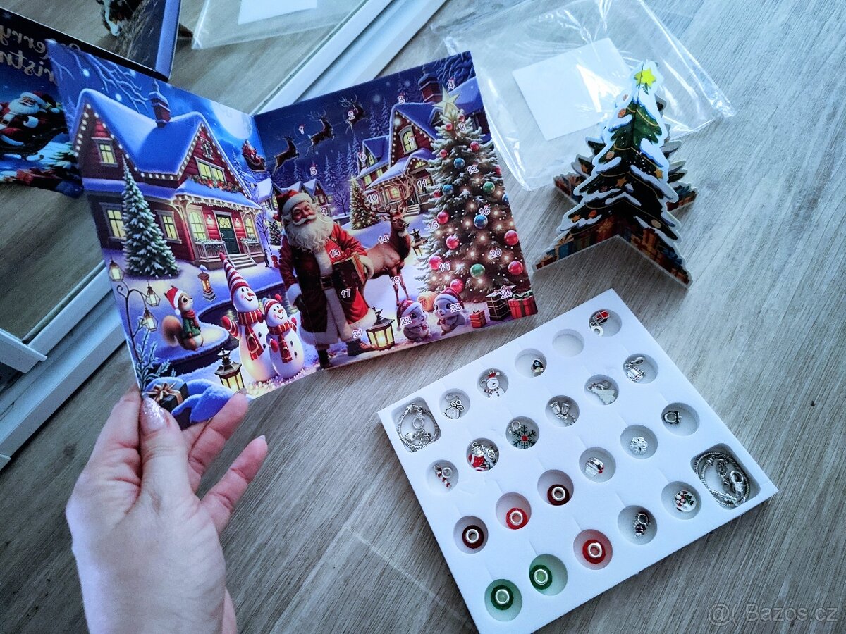 Vánoční adventní kalendář, různé druhy, náramky a přívěsky