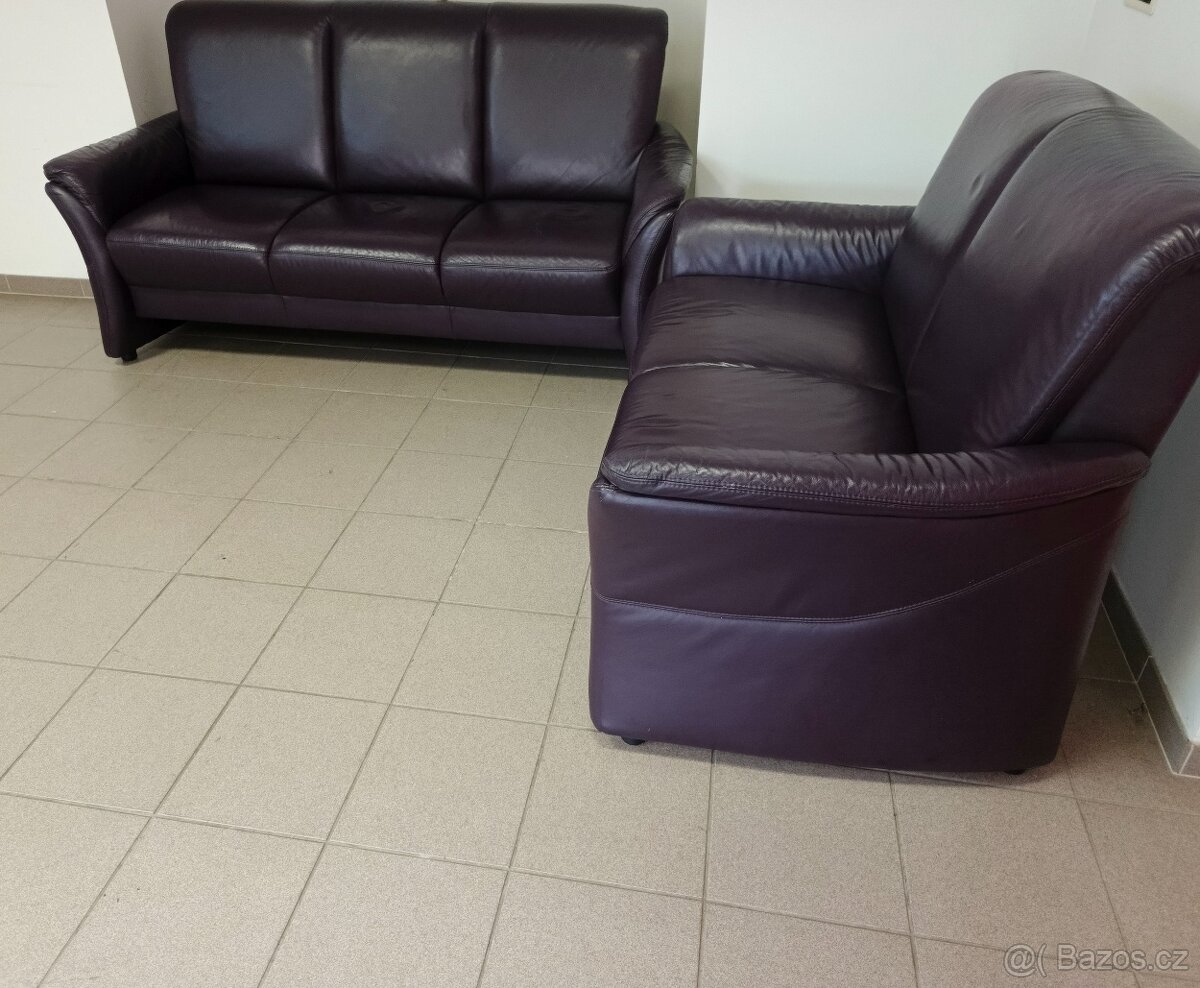 Kožená rohová sedací souprava - jak NOVÁ, TOP STAV