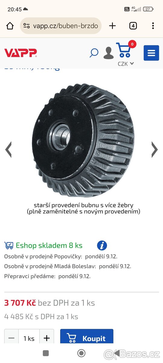 Brzdové bubny alko 5x112 , 200x50 mm