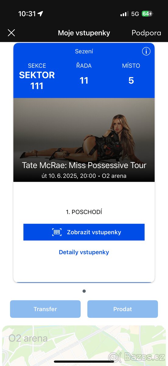 Tate McRae lístek na koncert