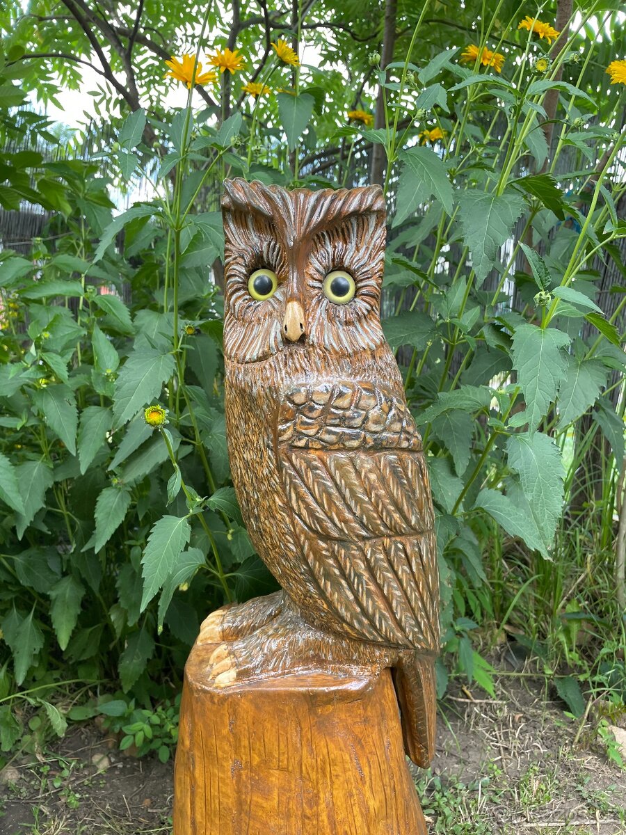 Dřevěná socha Sova 100 cm