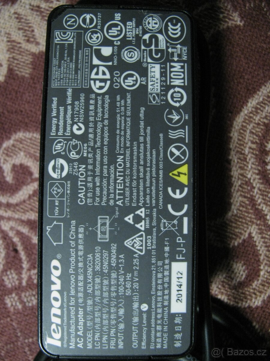 Zdroj napájecí 20 V 2.25 A na notebook LENOVO