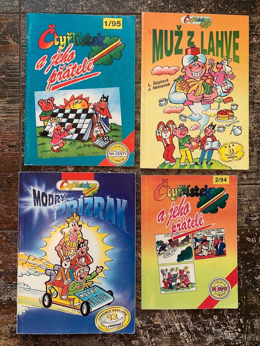 Knížečky Čtyřlístek - Muž z lahve, Modrý příznak, atd..