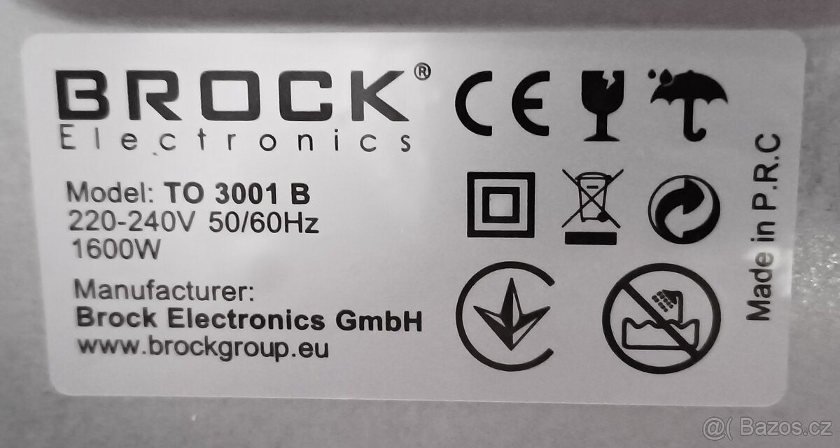 Prodám horkovzdušnou troubu BROCK 3001 B, 1600 W, 30 l
