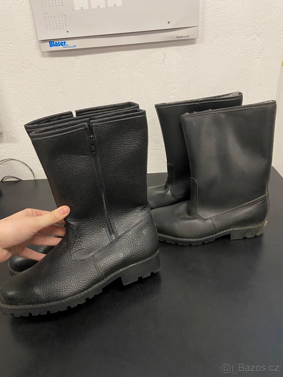 Zateplené gumáky holinky nové kožené