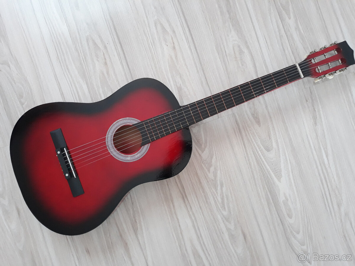 Kytara akustická 3/4, velká, délka 99cm, barva vínová