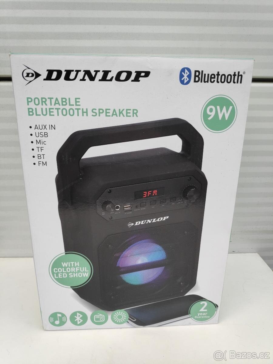 DUNLOP Bluetooth speaker: FM radio, USB, MIC, AUX, TF,... NO