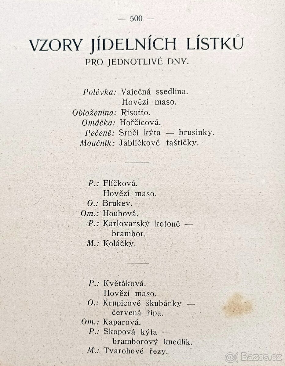 Kuchařská kniha z roku 1914, dobová vazba, zlacený popis