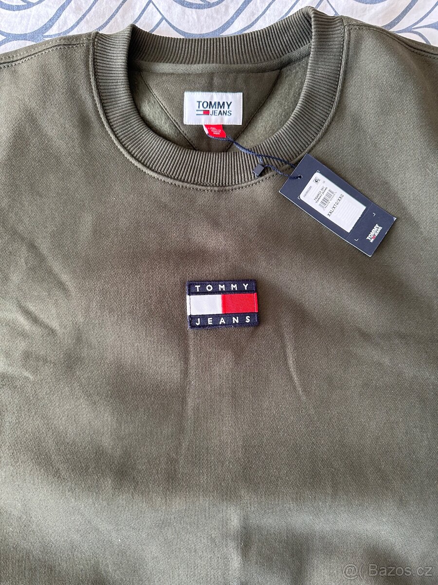 Originální mikina Tommy Jeans – olivově zelená, XXL (US)
