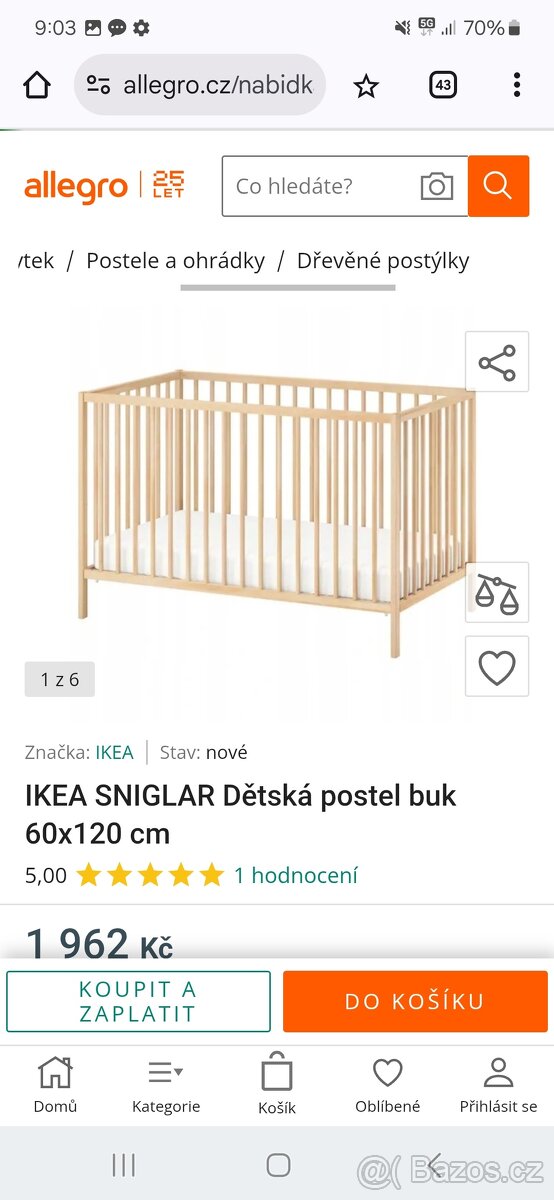 Postylka a prebalovak Ikea hnědé dřevo