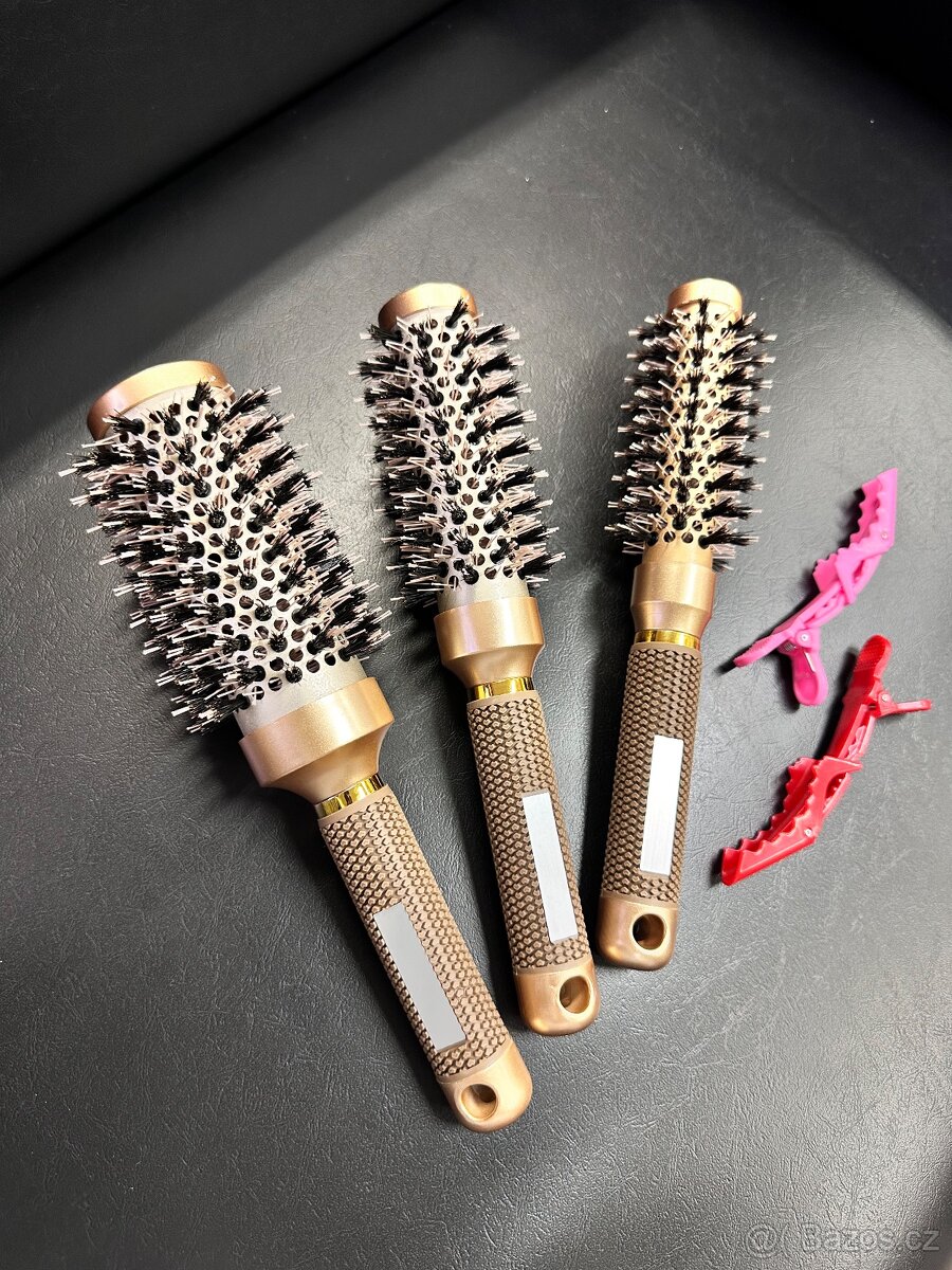 Profesionální kadeřnické kartáče – 3 ks + dárek