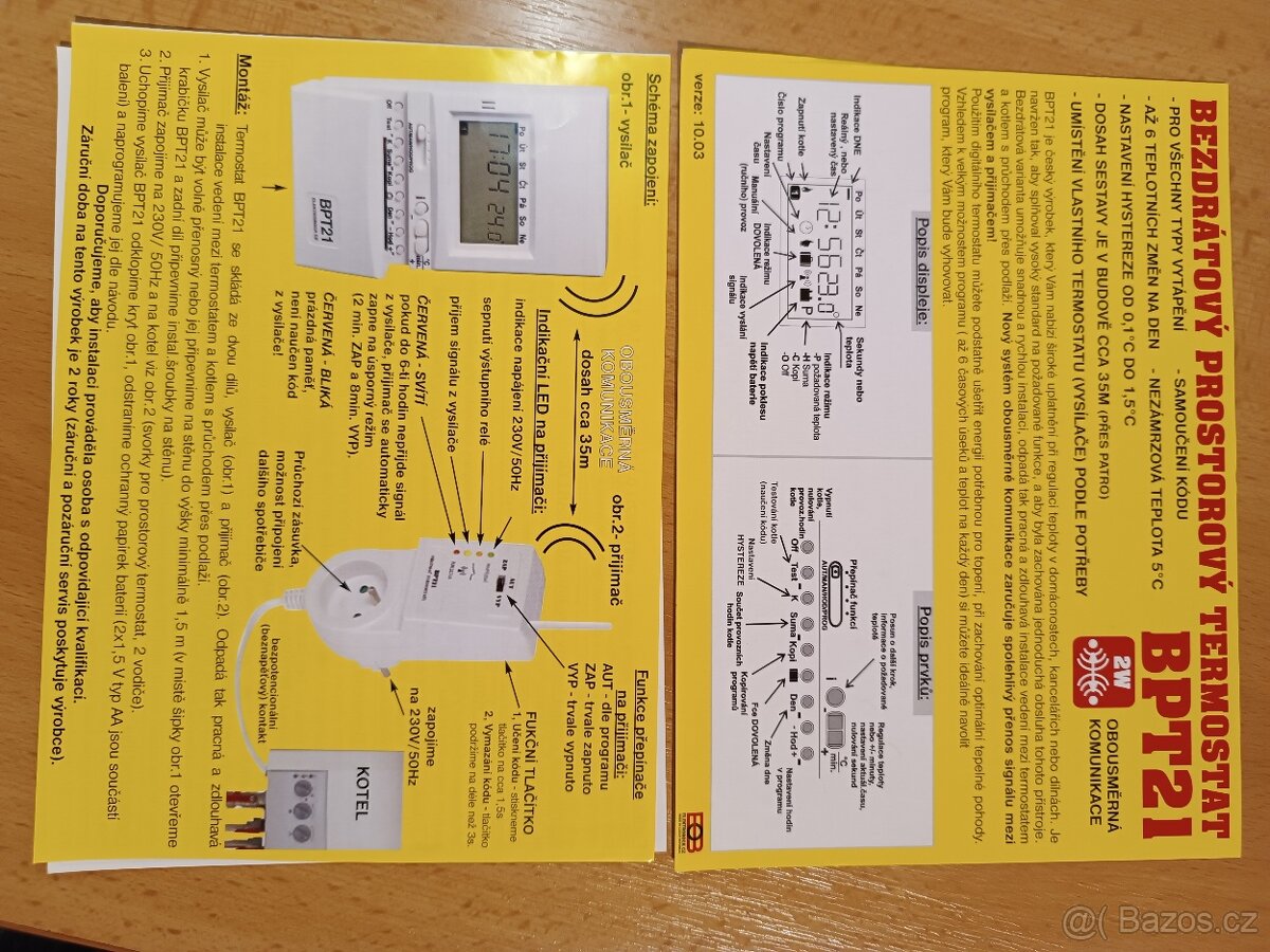 Prodám bezdrátový  termostat BPT21