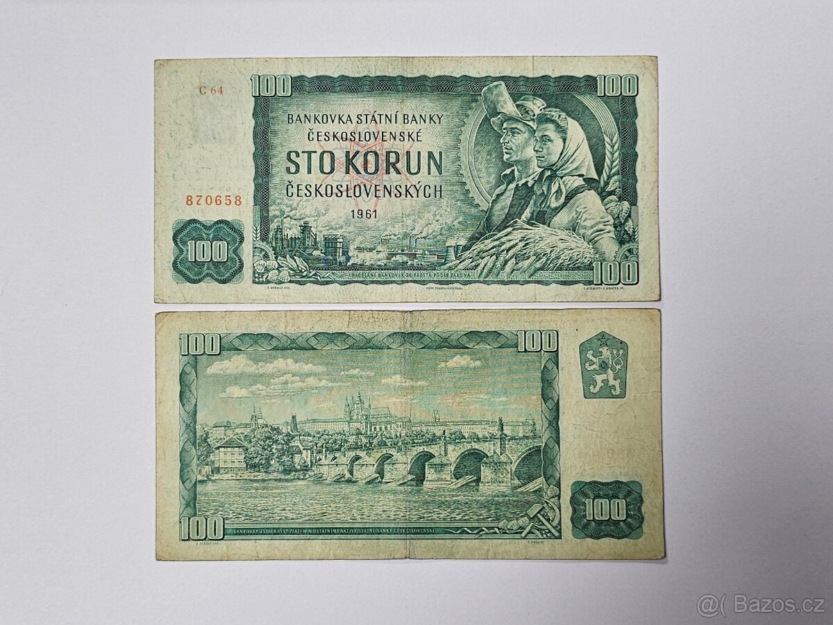 Československá bankovka 100 Kčs