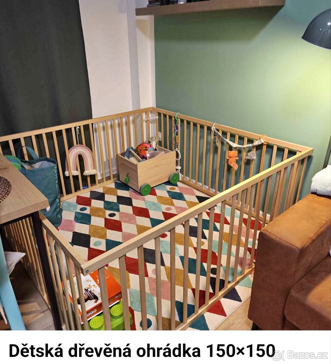 Dětská dřevěná ohrádka 150cm x 150 cm