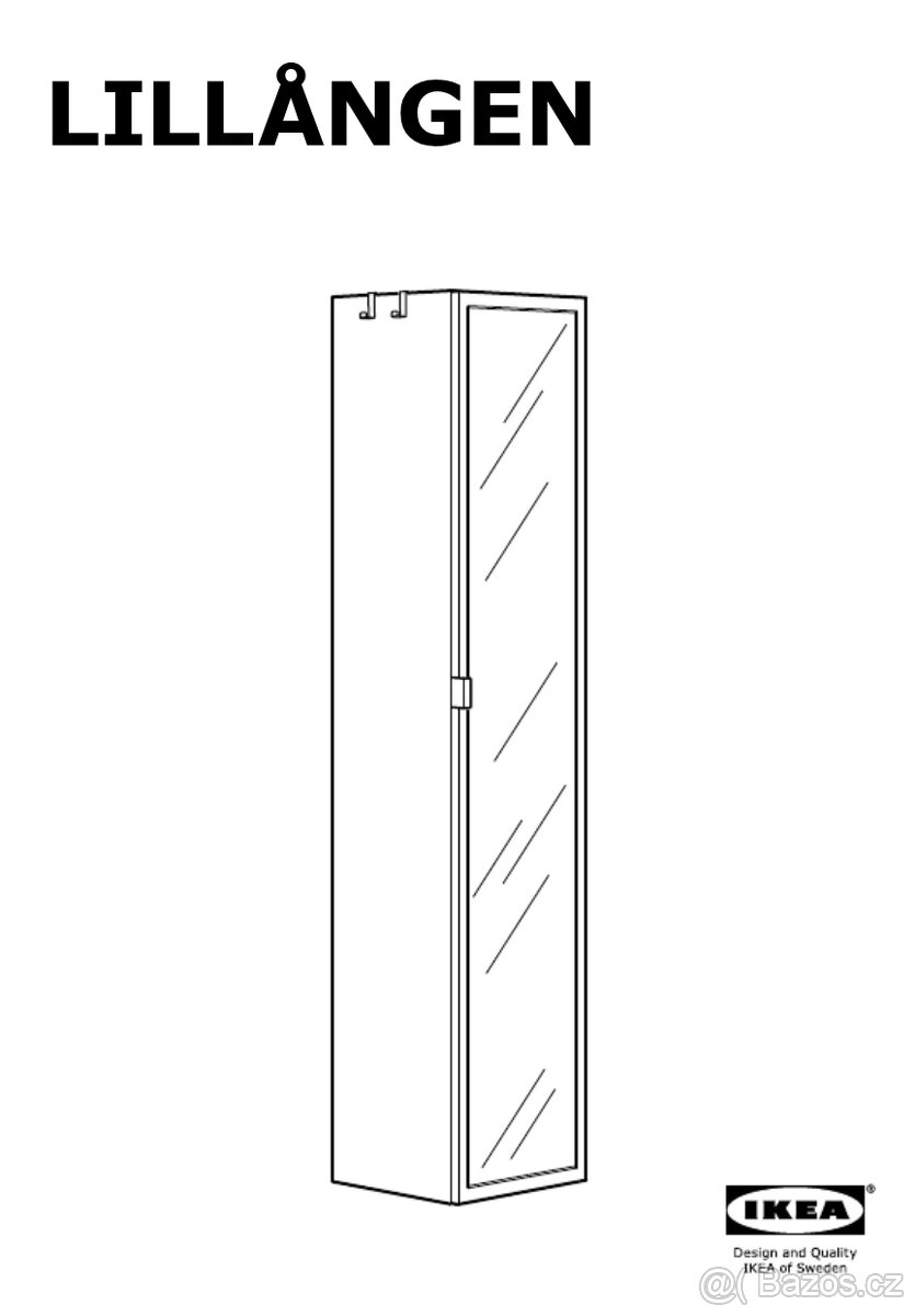 Vysoká koupelnová skříňka se zrcadlem Ikea