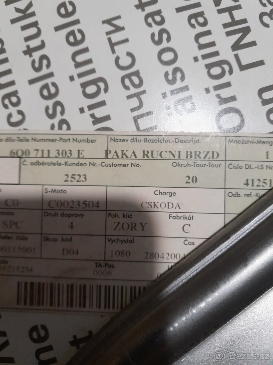Páka ruční brzdy Fab I