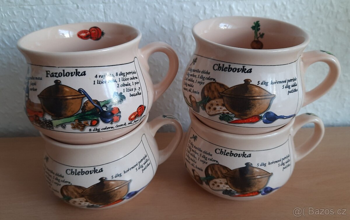 Hrnek na polévku s receptem 4ks