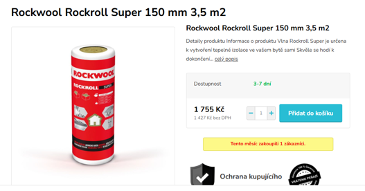 Izolace Rockwool Rockroll Super 150mm