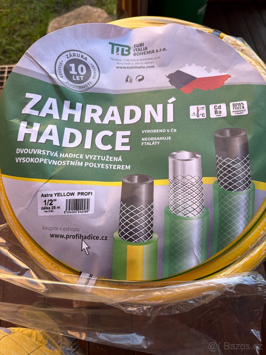 Zahradní hadice - tři druhy - balení 25 m - odběr Ostrava