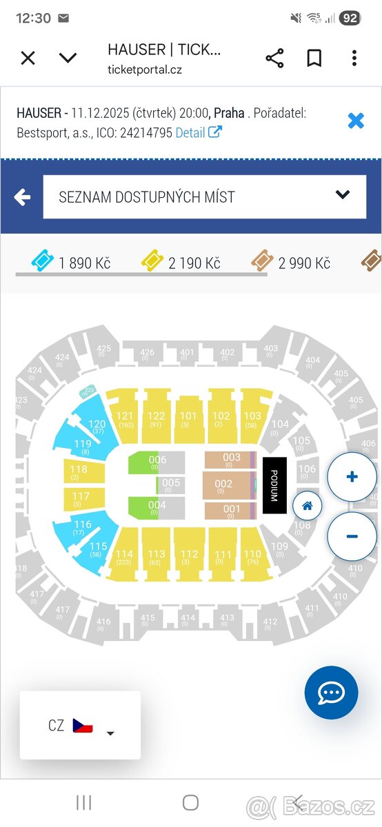 2 lístky na koncert Hauser 11.12 v O2 Aréně