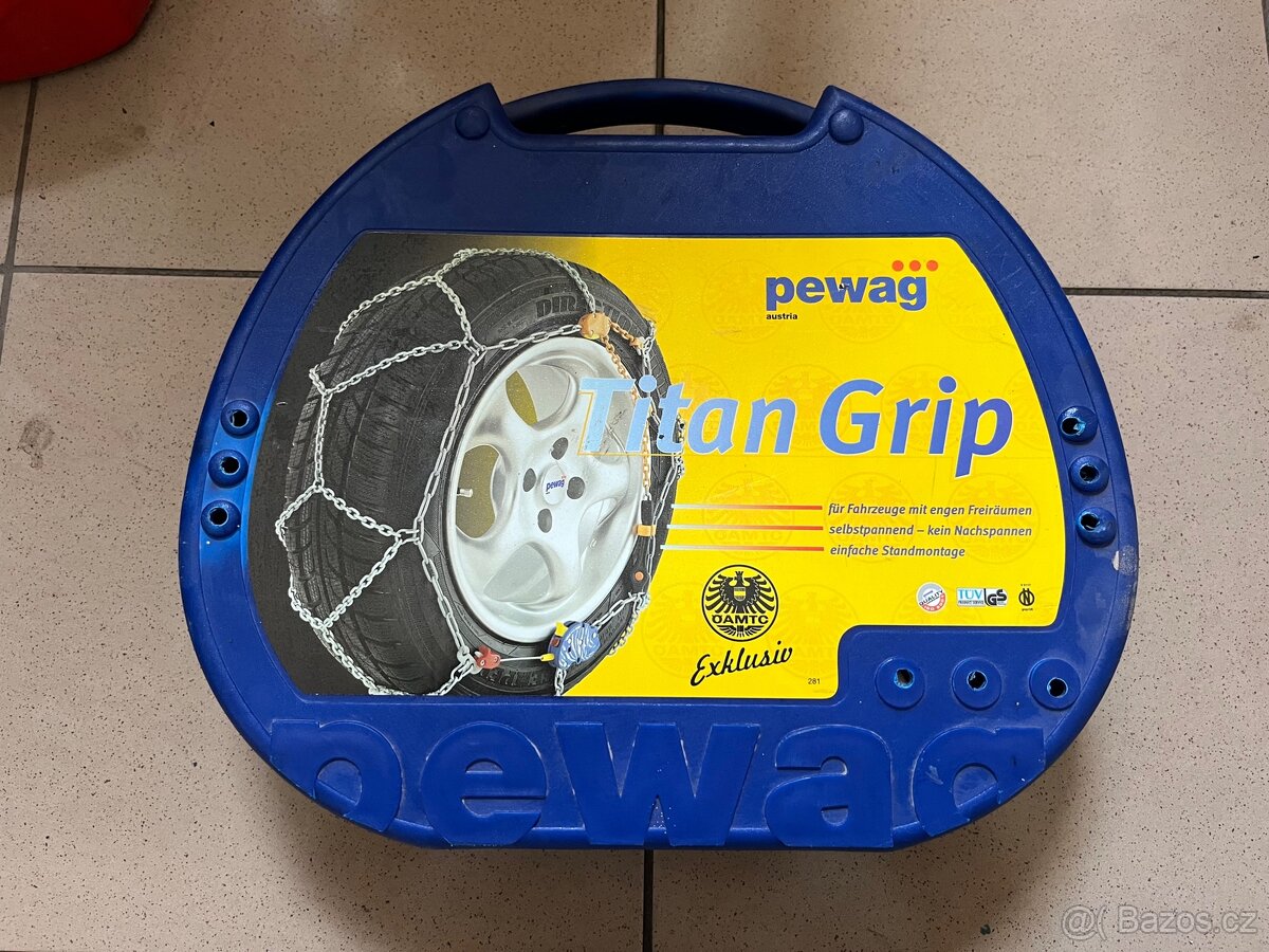 Sněhové řetězy různé druhy, různé velikosti.