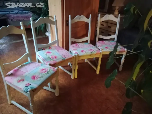 4x ŽIDLE PATINOVANÉ
