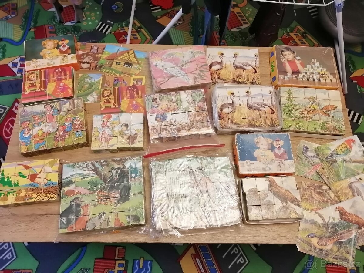 11x retro dřevěné kostky - retro hračky - prodej sbírky