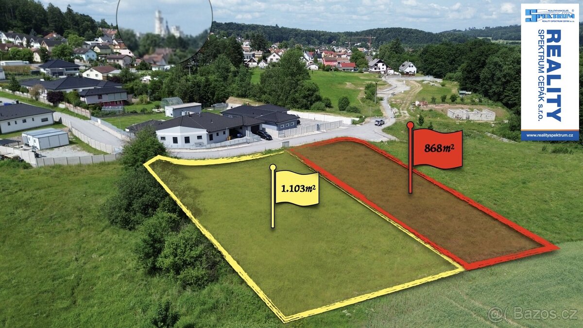 Stavební pozemek pro bydlení, 1 103 m2 - Hluboká nad Vltavou