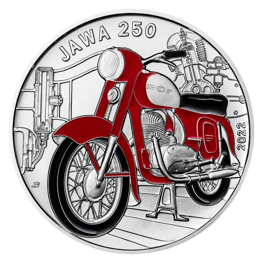 Stříbrná mince ČNB 500 Kč - Motocykl Jawa 250 BK (2022)