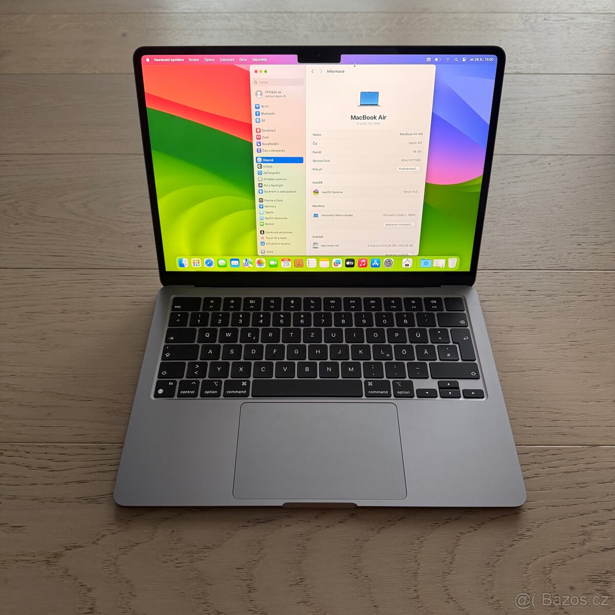 NOVÝ APPLE MACBOOK AIR 13.6” M3/512GB/16GB/BATERIE 100%