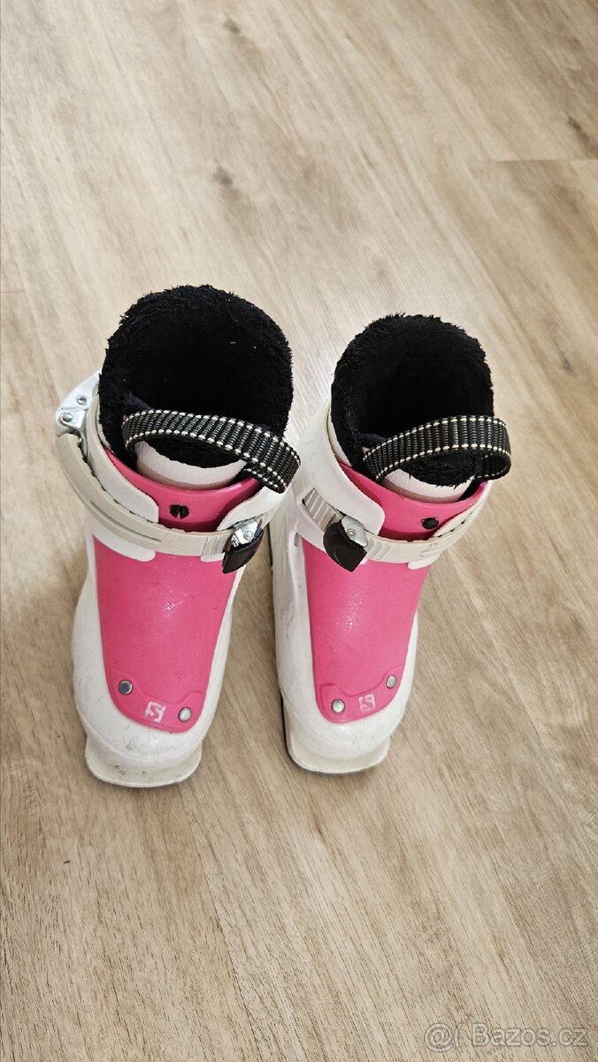 Detske lyzaky Salomon 15 cm bila/ruzova