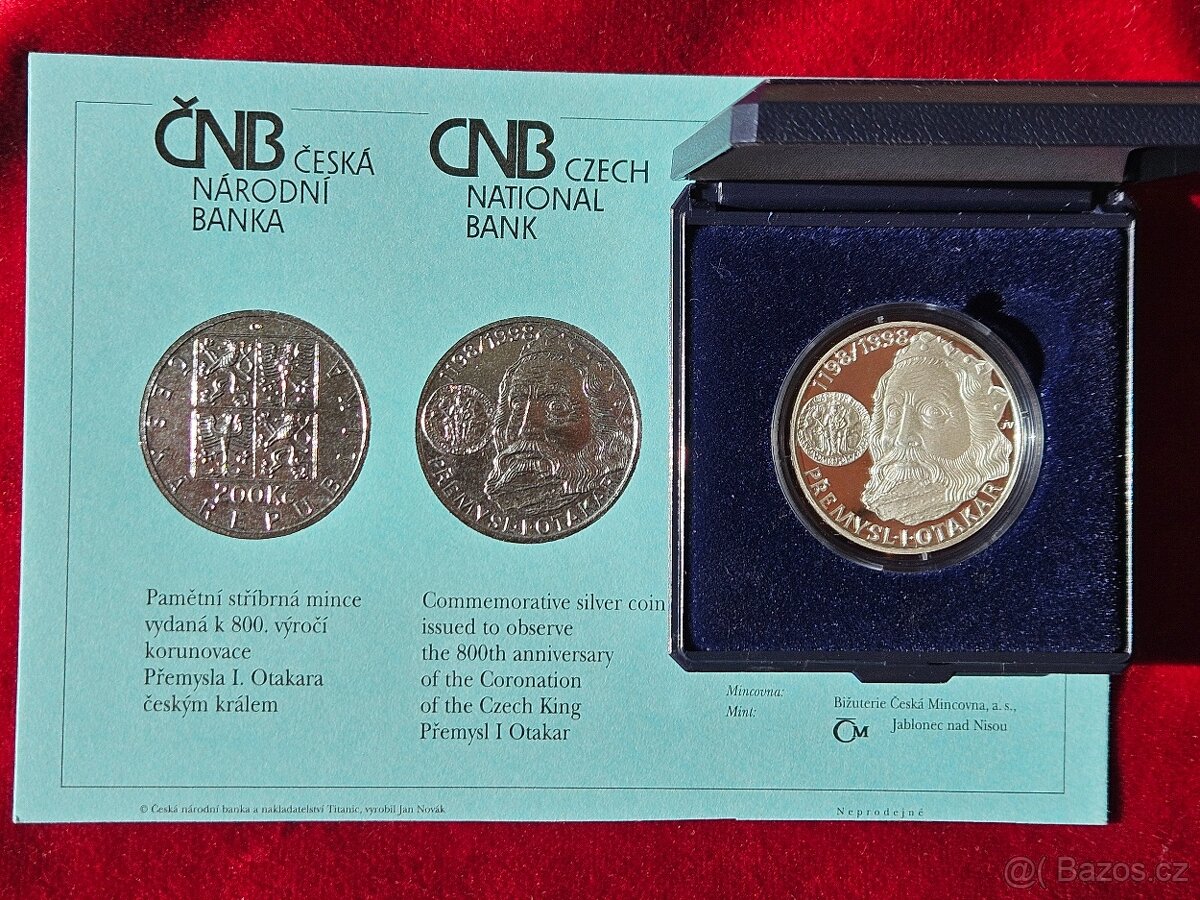 1998-200 Kč 800. výročí korunovace Přemysla I. Otakara-PROOF