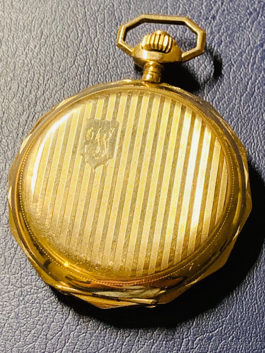 Zlaté 14-karátové tříplášťové art deco hodinky Corgemont