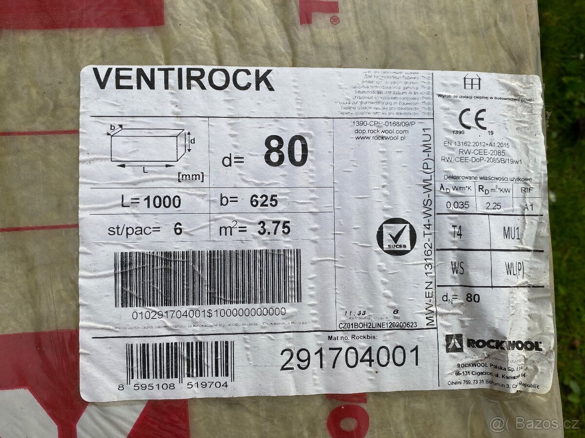 Minerální vata 80 mm, 26 m2 rockwool