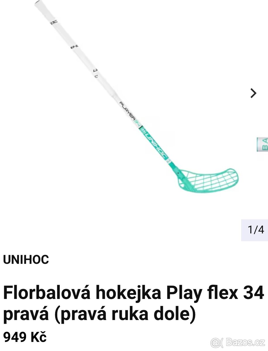 Florbalová hokejka Play flex 34 Unihoc pravá vel. 87
