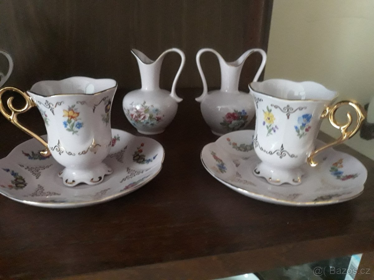 Krásný růžový porcelán Leander 1946, 14 karát gold