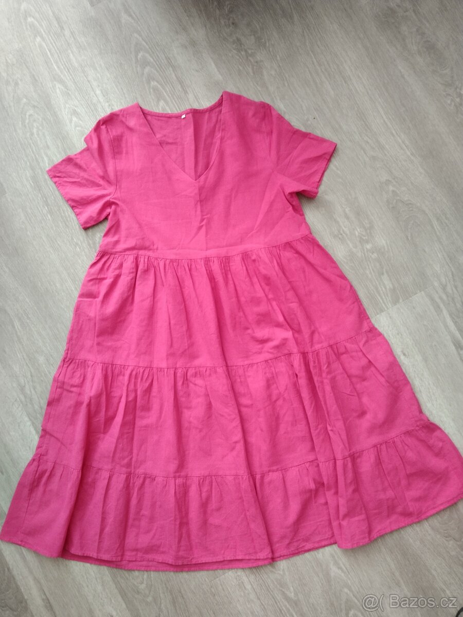 Letní dámské dlouhé šaty velikost S/M.Materiál.len+ bavlna.