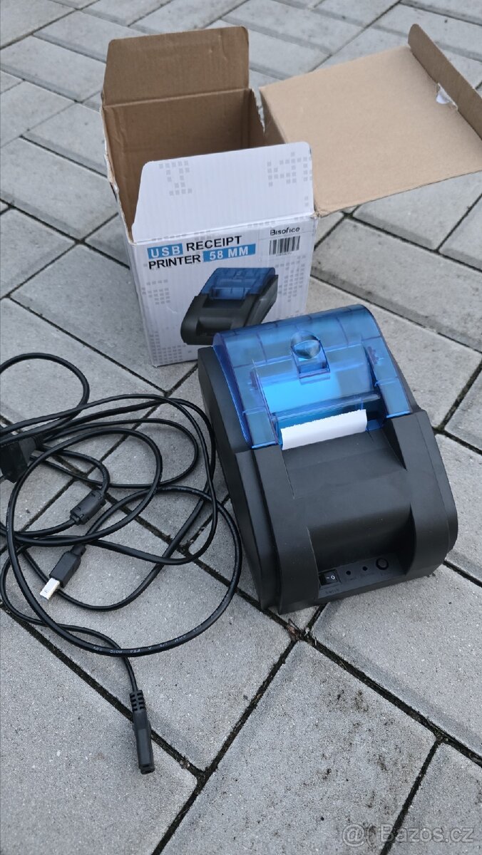 USB tiskárna účtenek, etiket