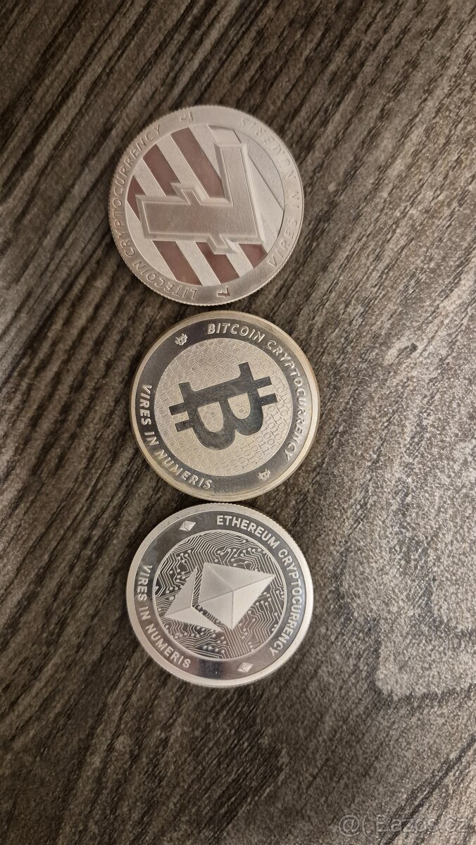Investiční stříbrné mince Btcon, Ltecon, Ethereum