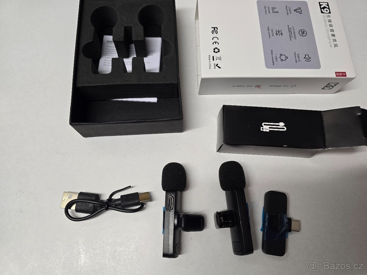 Bezdrátový klopový mikrofon, USB-C, 2kusy