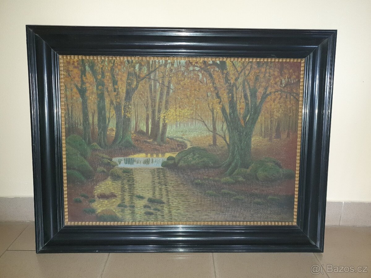 obraz podzim a řeka