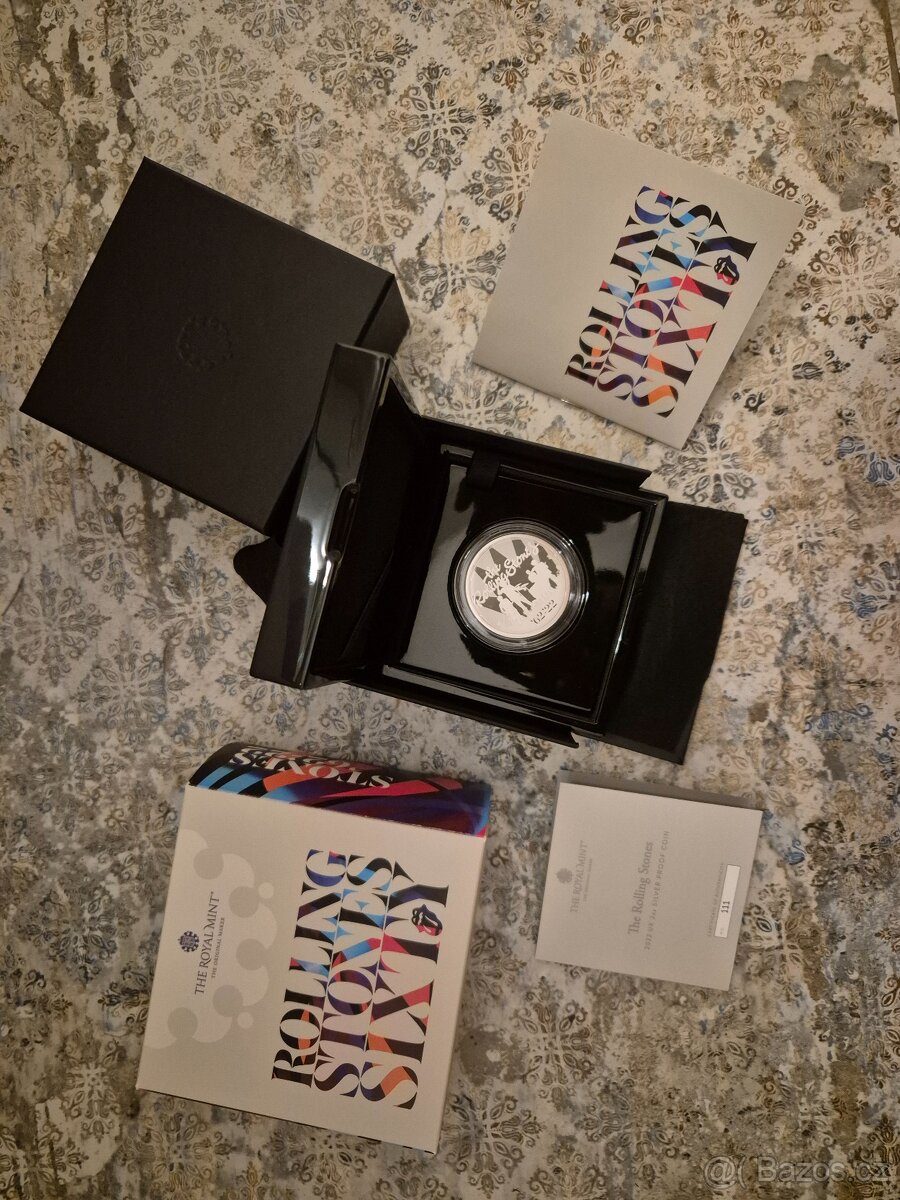 2 oz stříbrná mince Rolling Stones PROOF